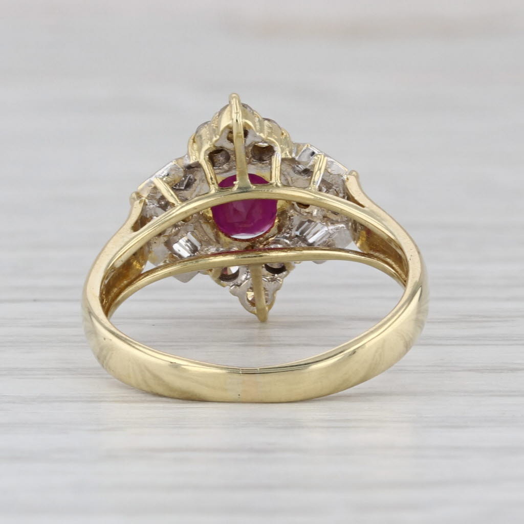 1.76ctw Oval Ruby Diamond Ring 18k Yellow Gold Size 6