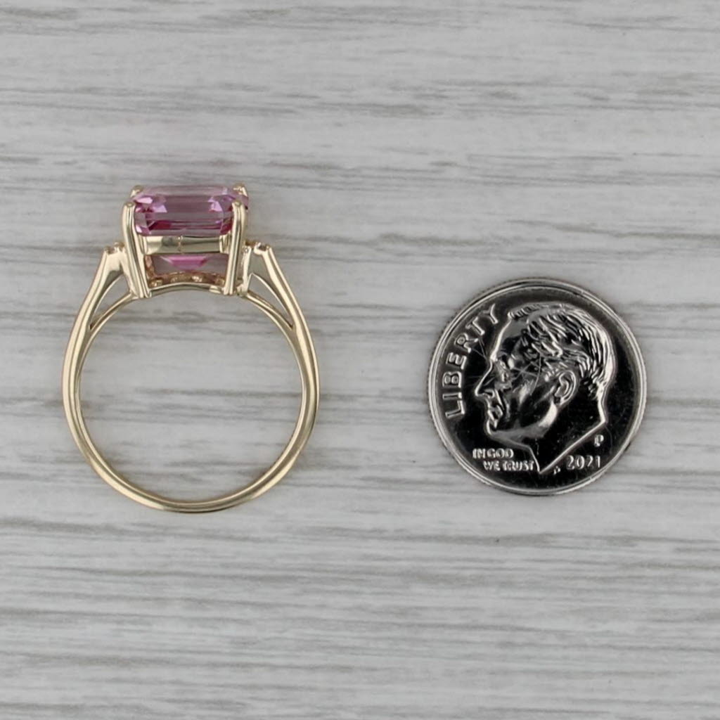 5.45ctw Pink Topaz Diamond Ring 10k Yellow Gold Size 7.5