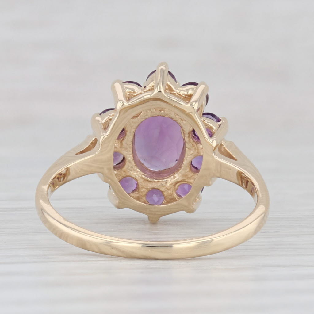 Light Gray 1.65ctw Amethyst Oval Halo Ring 14k Yellow Gold Size 7.5