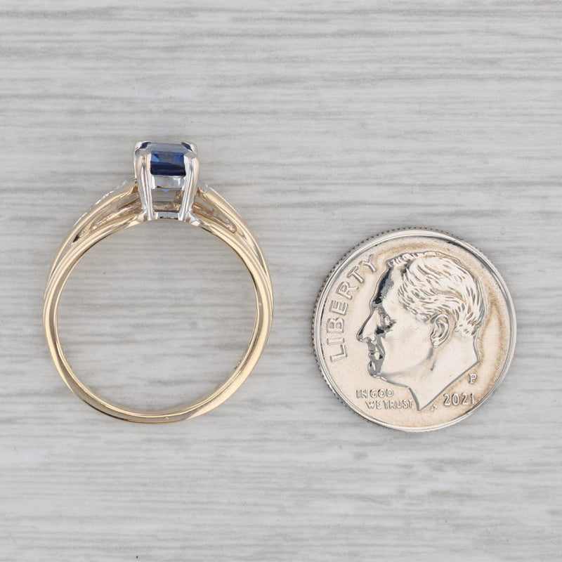 1.45ctw Blue Lab Created Sapphire Diamond Ring 10k Yellow Gold Size 6.75
