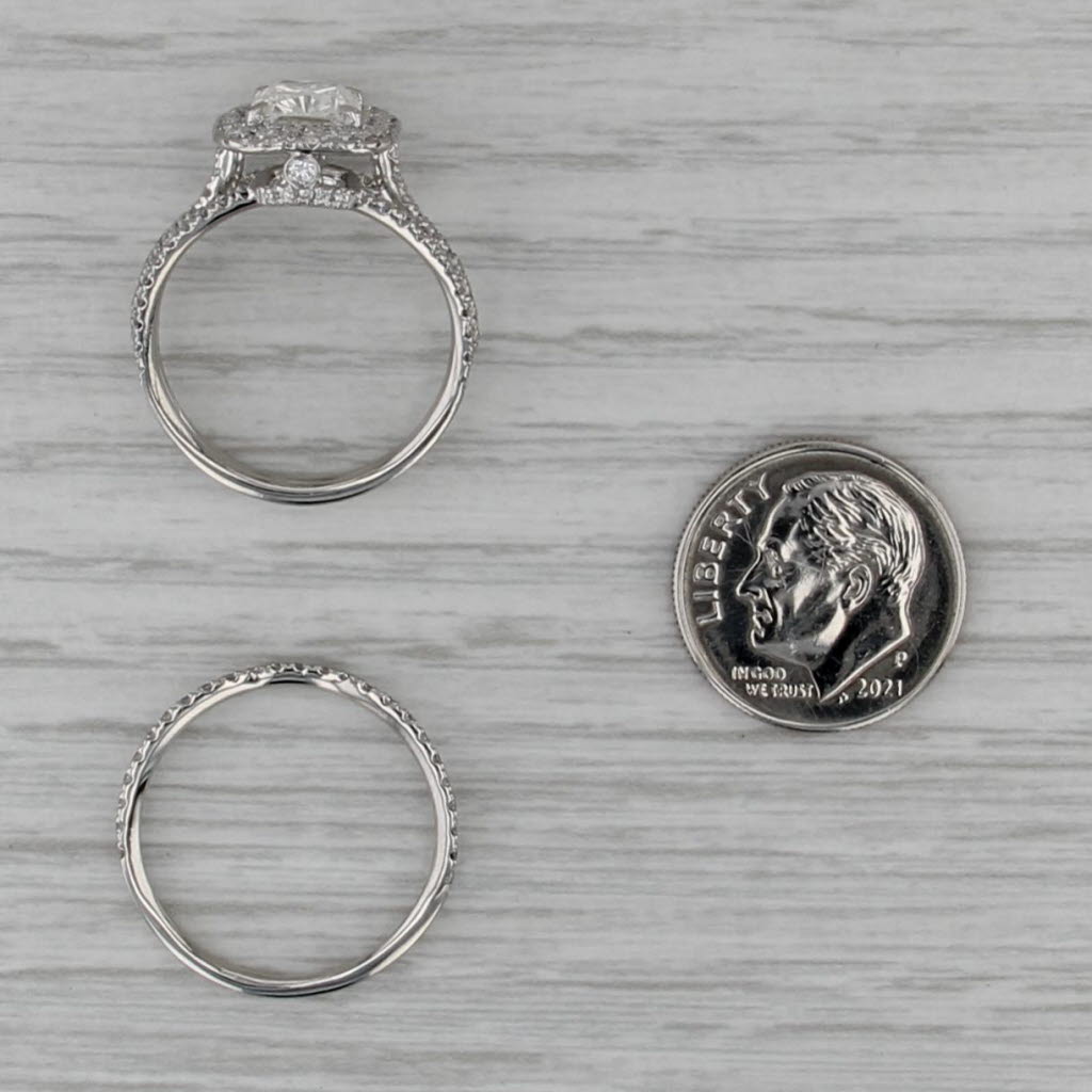 2.76ctw Cushion Diamond Halo Engagement Wedding Band Set Platinum Size 7.25 GIA