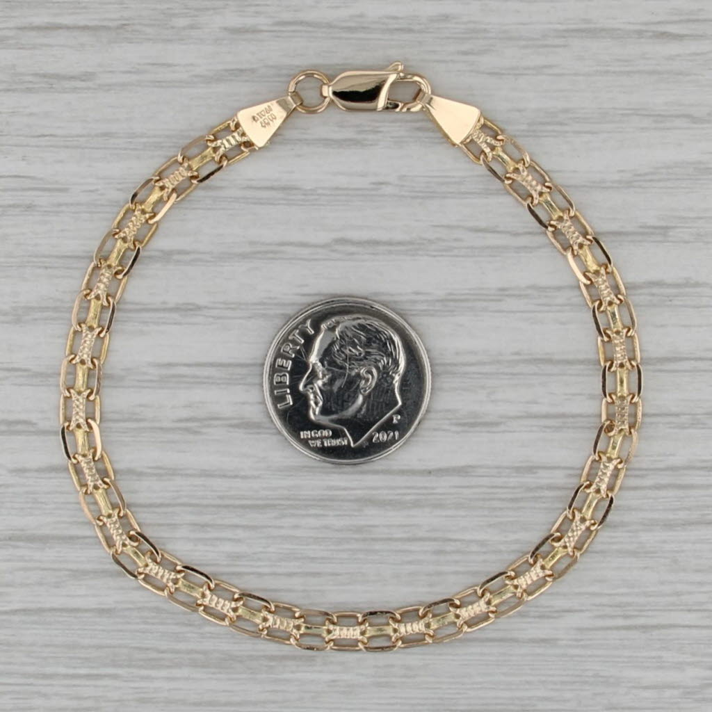 Double Curb Chain Bracelet 14k Yellow Gold 7" 4.3mm