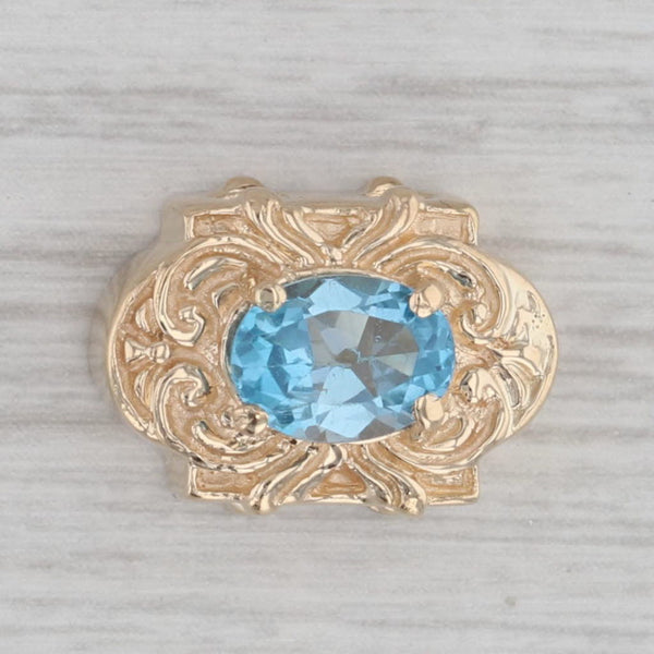 Gray Richard Klein 1.10ct Blue Topaz Slide Bracelet Charm 14k Yellow Gold Vintage