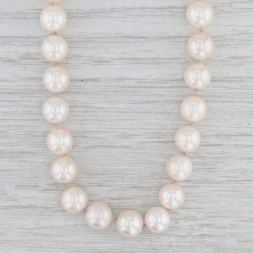 Cultured Pearl Single Strand Bead Necklace 25.5" 7mm 14k Gold Clasp