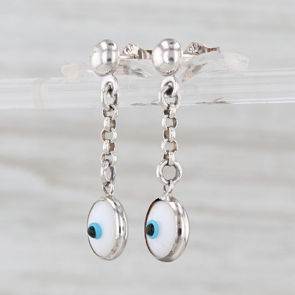 All Seeing Eye Dangle Earrings Sterling Silver Drops Eye of Deity