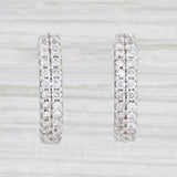 Light Gray 1ctw Diamond Hoop Earrings 14k White Gold Hinged Snap Top Round Hoops Sonia B
