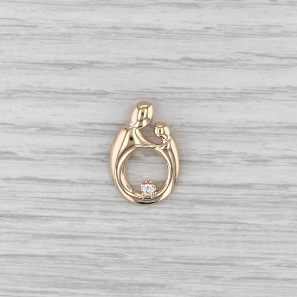 Kavnar Diamond Accented Mother & Child Pendant 14k Yellow Gold Gift Keepsake