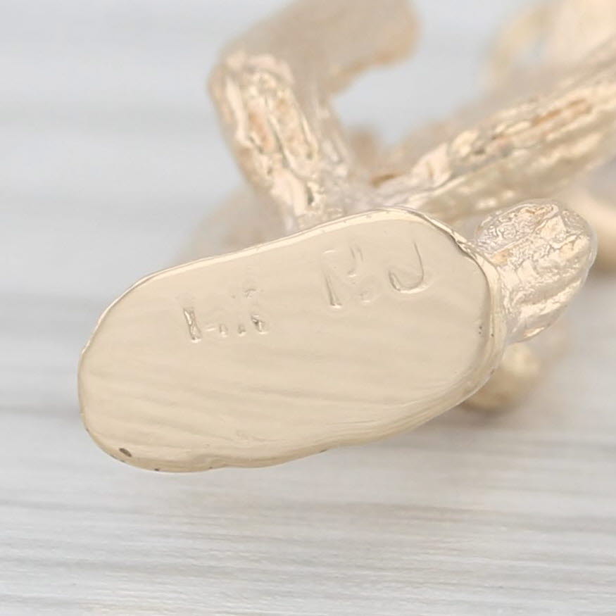 Light Gray Cactus Charm 14k Yellow Gold Southwestern Pendant