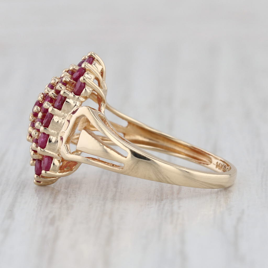 2ctw Ruby Cluster Ring 14k Yellow Gold Size 6.75 Cocktail