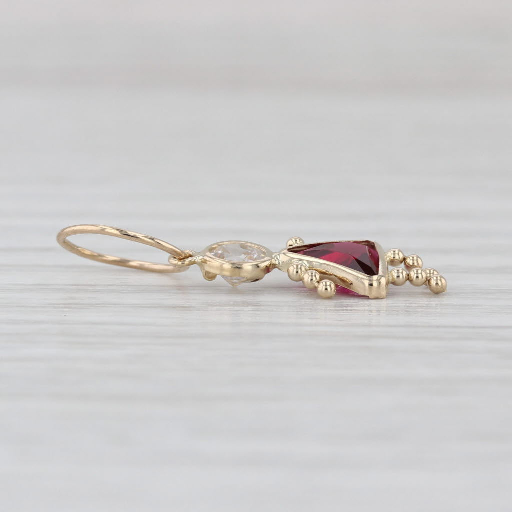 January Birthstone Girl Charm 14k Gold Imititation Garnet Cubic Zirconia Pendant