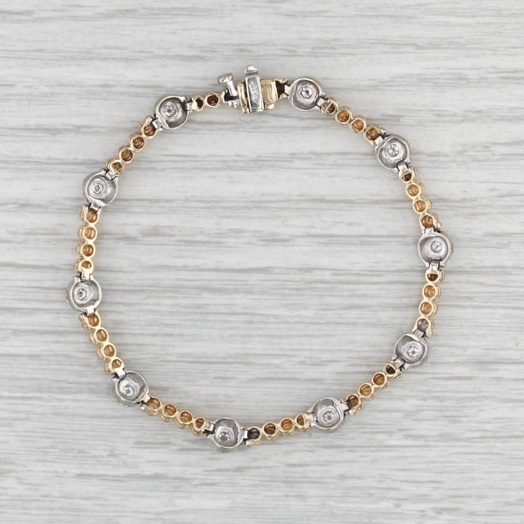 0.50ctw Diamond Bead Links Bracelet 14k White Yellow Gold 7"