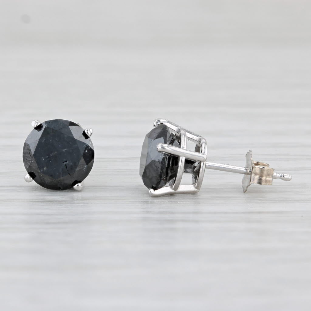 Light Gray 2.60ctw Round Black Diamond Stud Earrings 14k White Gold