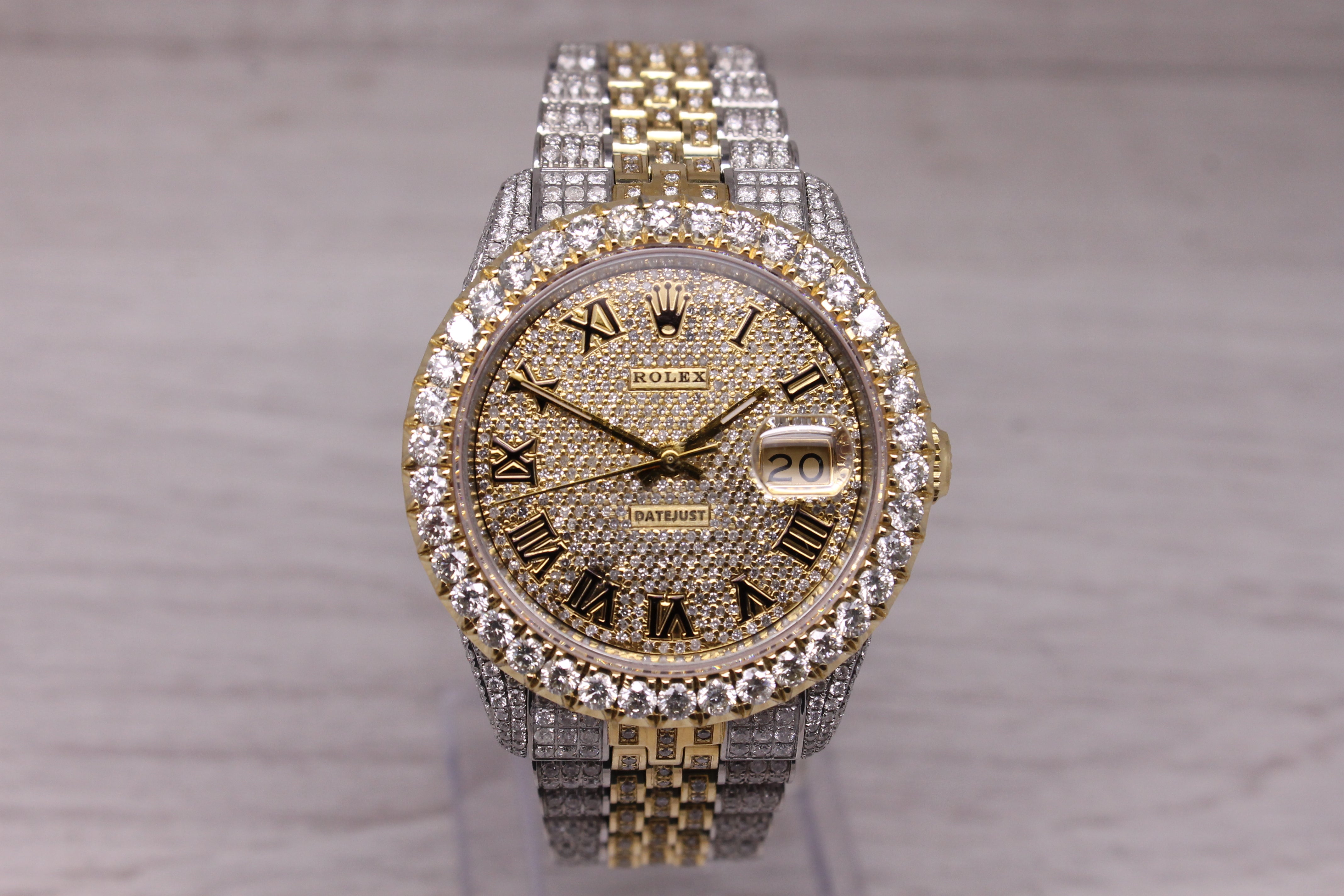 Rolex Datejust 16013 Iced Out Mens Automatic Watch 12.2ctw Natural Diamonds