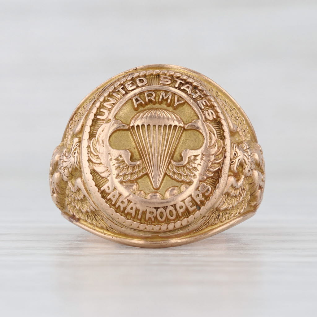 Vintage Army US Paratroopers Signet Ring 10k Yellow Gold Size 8.5