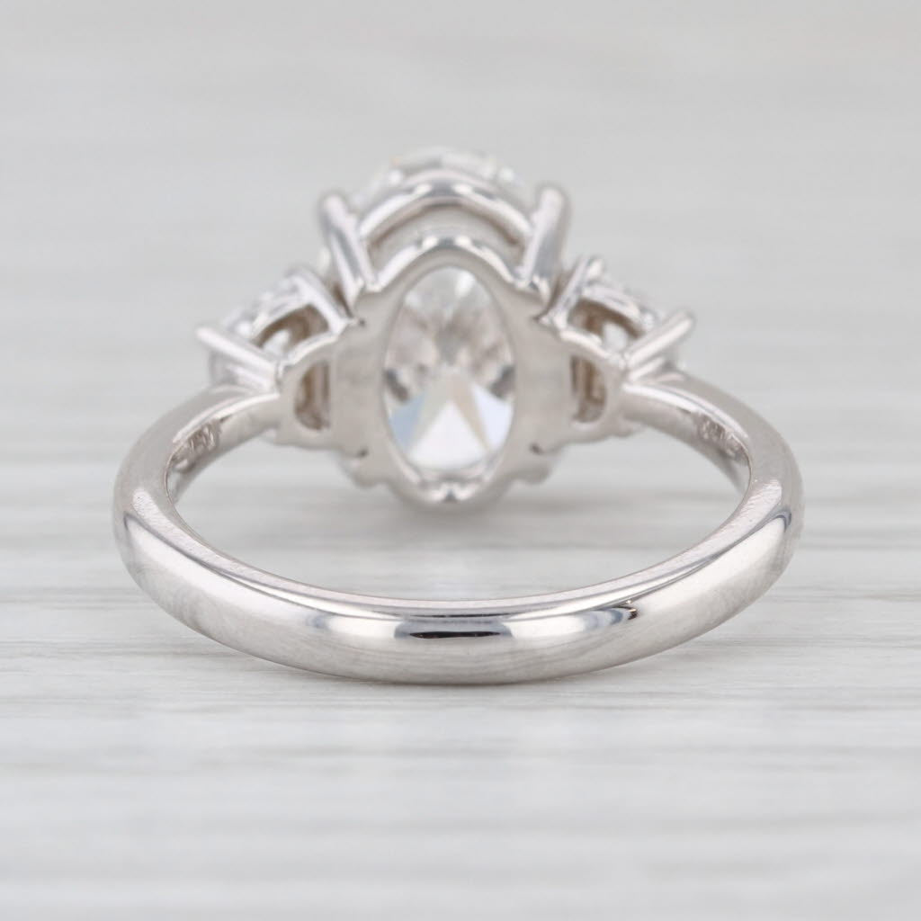 New IGI 3.49ctw Oval 3-Stone Lab Grown Diamond Engagement Ring 14k White Gold