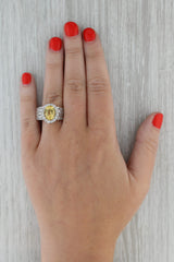 Rosy Brown 3.50ctw Yellow Heliodor Beryl Diamond Halo Ring 14k White Gold Size 8