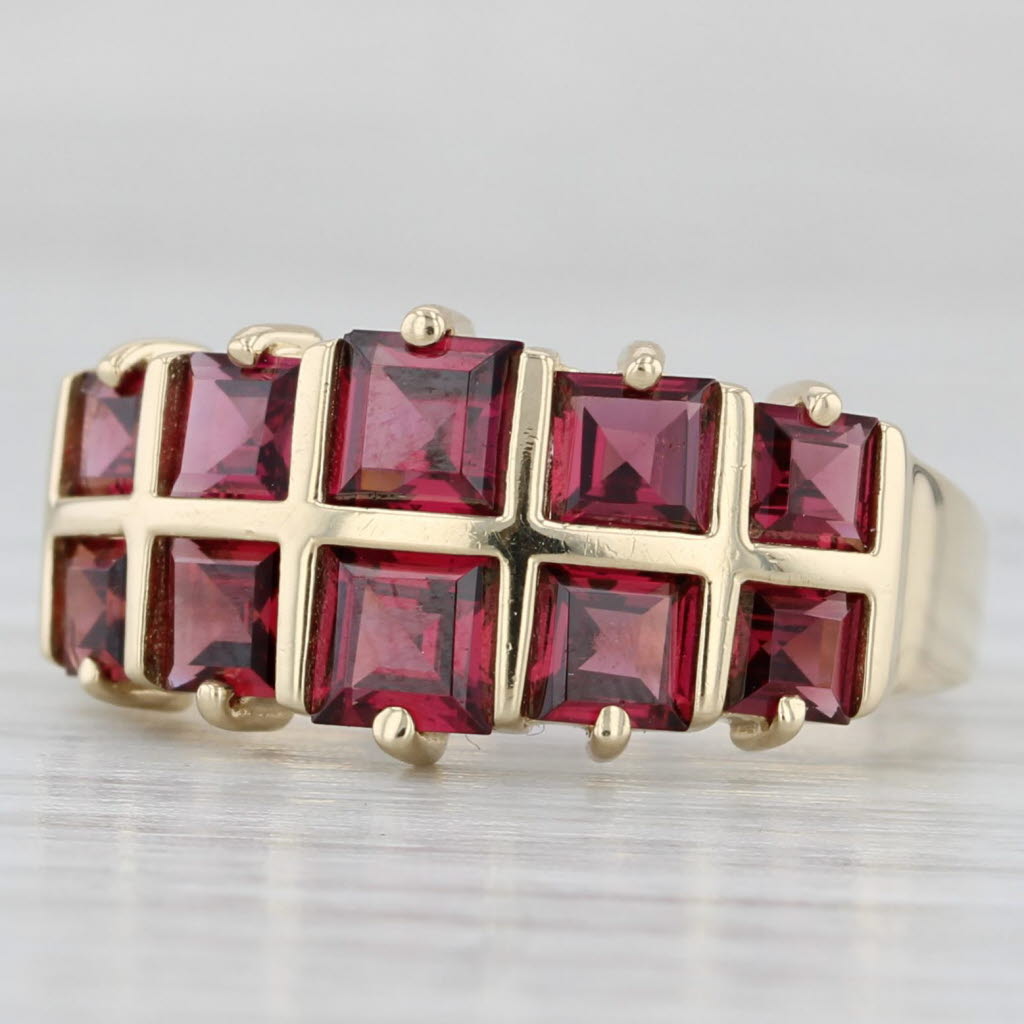 Light Gray 3ctw Garnet Squares Ring 14k Yellow Gold Size 7