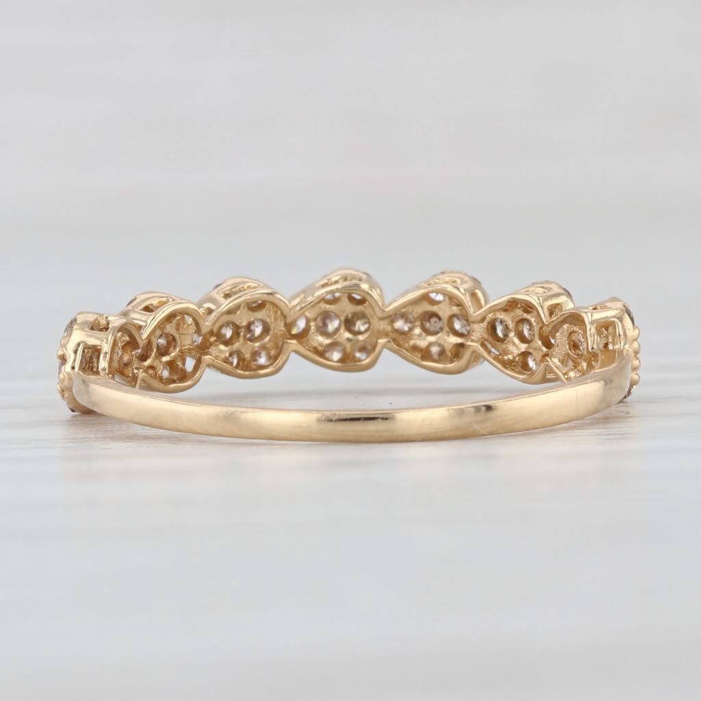 0.30ctw Diamond Hearts Ring 18k Yellow Gold Stackable Wedding Band Size 7.75