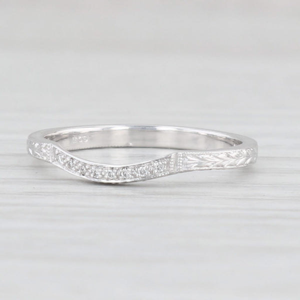 Light Gray New Diamond Contoured Wedding Band Guard 14k White Gold Stackable Ring Size 6.75