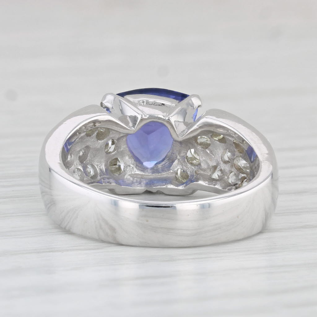 Light Gray 3.30ctw Trillion Tanzanite Diamond Ring 14k White Gold Size 7.75