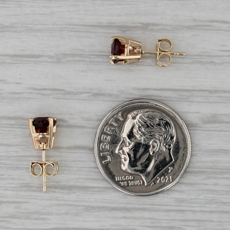 1.20ctw Round Garnet Solitaire Stud Earrings 14k Yellow Gold Studs