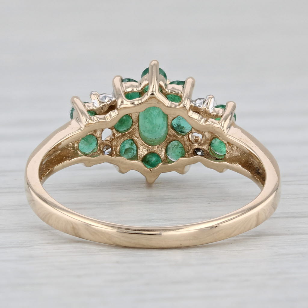 Gray 0.56ctw Emerald Diamond Cluster Ring 14k Yellow Gold Size 8