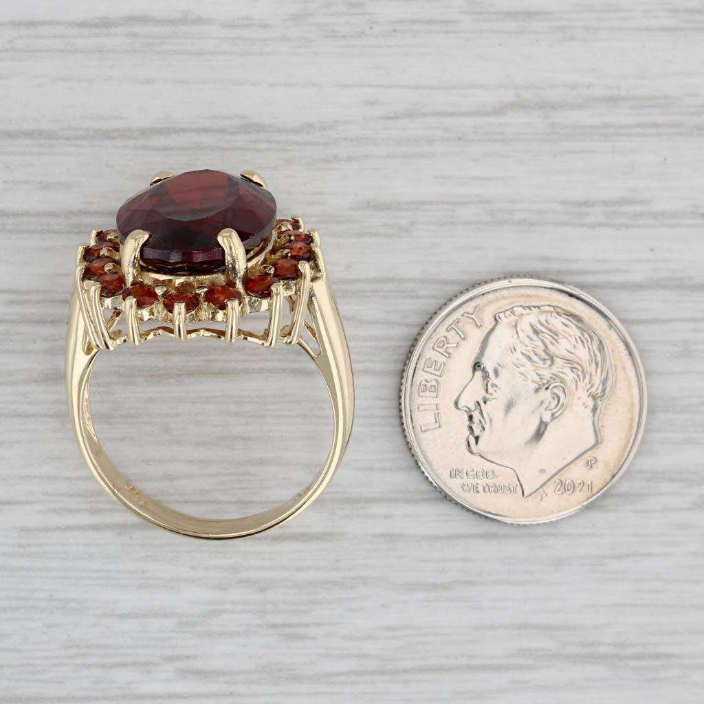 Gray 1.24 Garnet Red Glass Ring 14k Yellow Gold Size 7.5 Cocktail