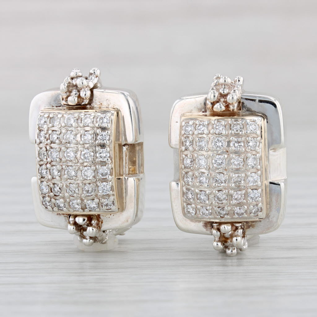 Light Gray Michael Dawkins 0.98ctw Diamond Earrings 14k Gold Sterling Silver