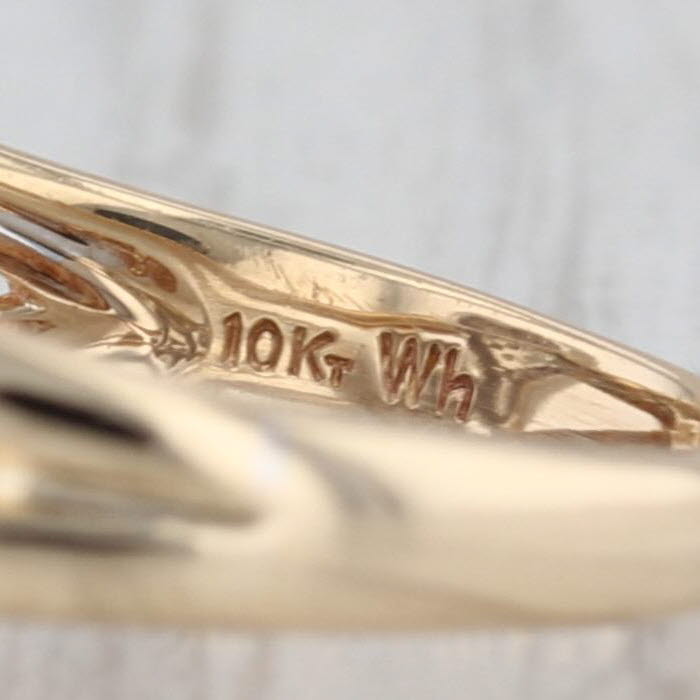 0.15ctw Pave Diamond Hearts Ring 10k Yellow White Gold Size 6.75