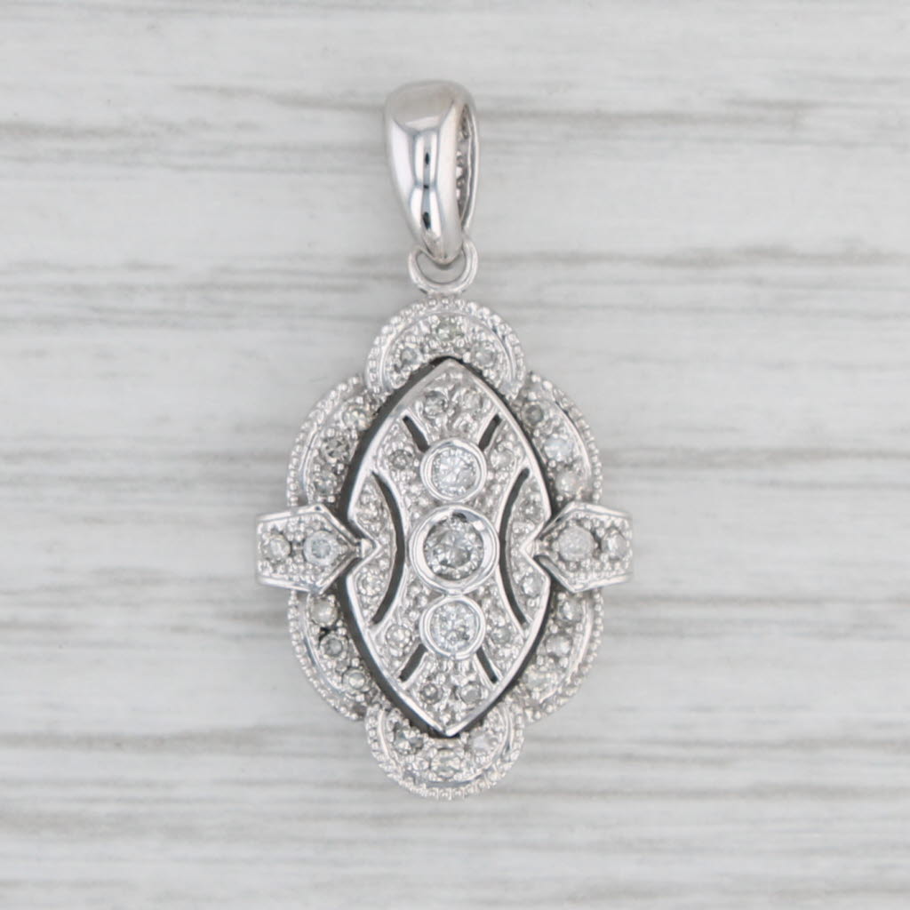 Light Gray Ornate 0.25ctw Diamond Pendant 14k White Gold