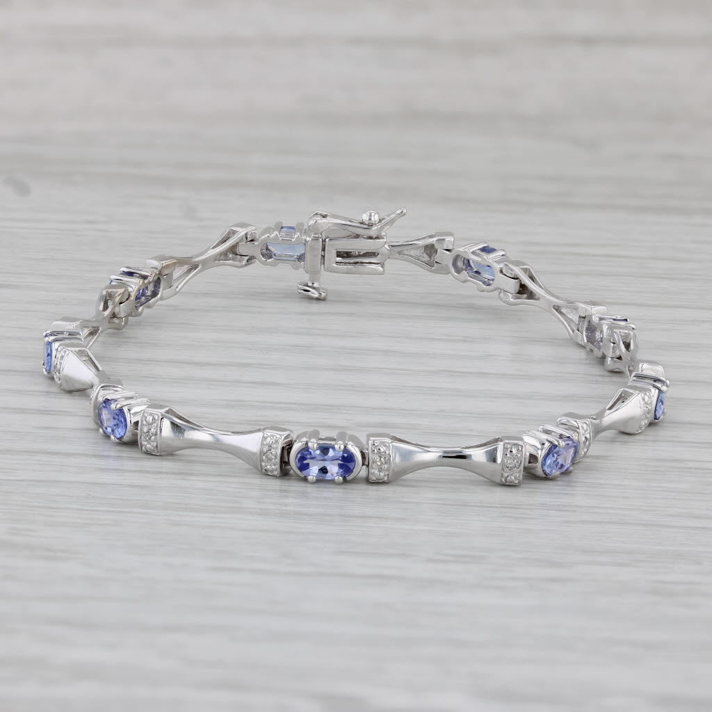 Gray 2.30ctw Tanzanite Diamond Bracelet 10k White Gold 7"