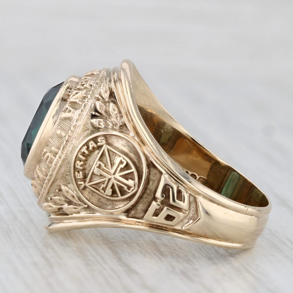 Light Gray St Helena Business High School Class Ring Lab Created Green Spinel 10k Gold