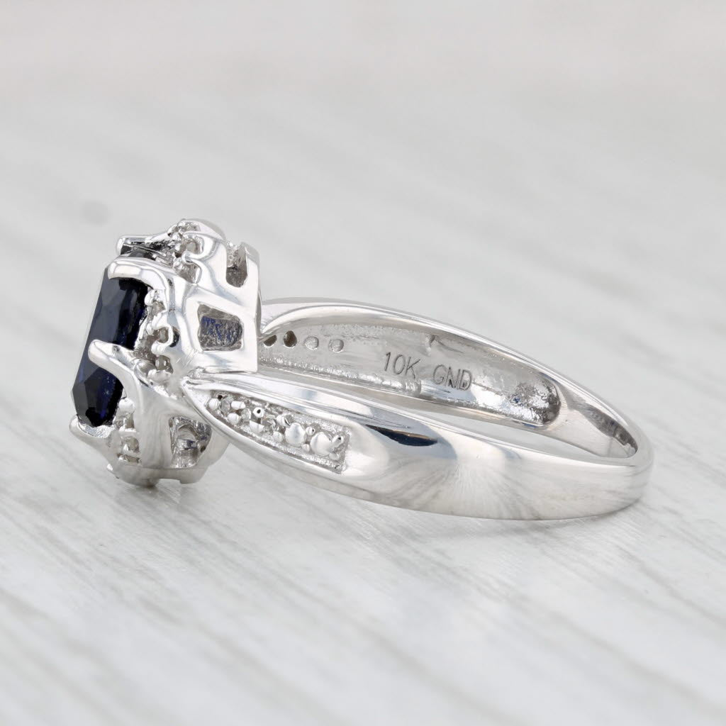 Light Gray 1.82ctw Oval Blue Lab Created Sapphire Diamond Ring 10k White Gold Engagement