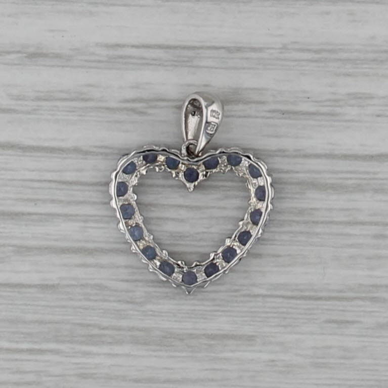 1.20ctw Tanzanite Open Heart Pendant 10k White Gold Diamond Accents