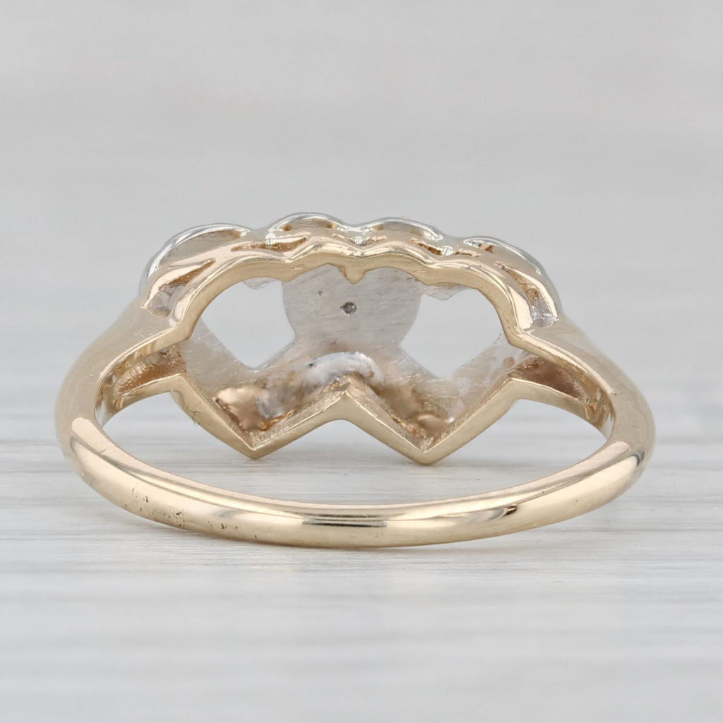 Light Gray Vintage Diamond Interlocking Hearts Ring 10k White Yellow Gold Size 6.25 Promise