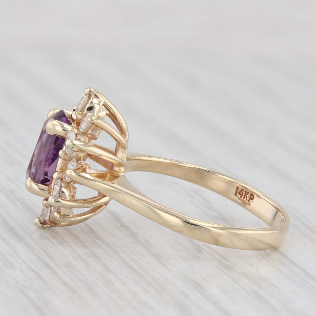 Light Gray 1.60ctw Oval Amethyst Diamond Halo Ring 14k Yellow Gold Size 5