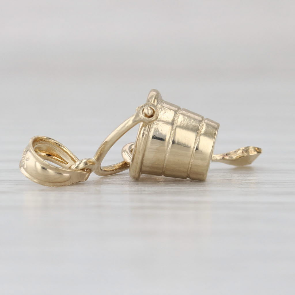 Sand Bucket & Shovel Pendant 14k Yellow Gold Small Charm Beach Nautical Jewelry
