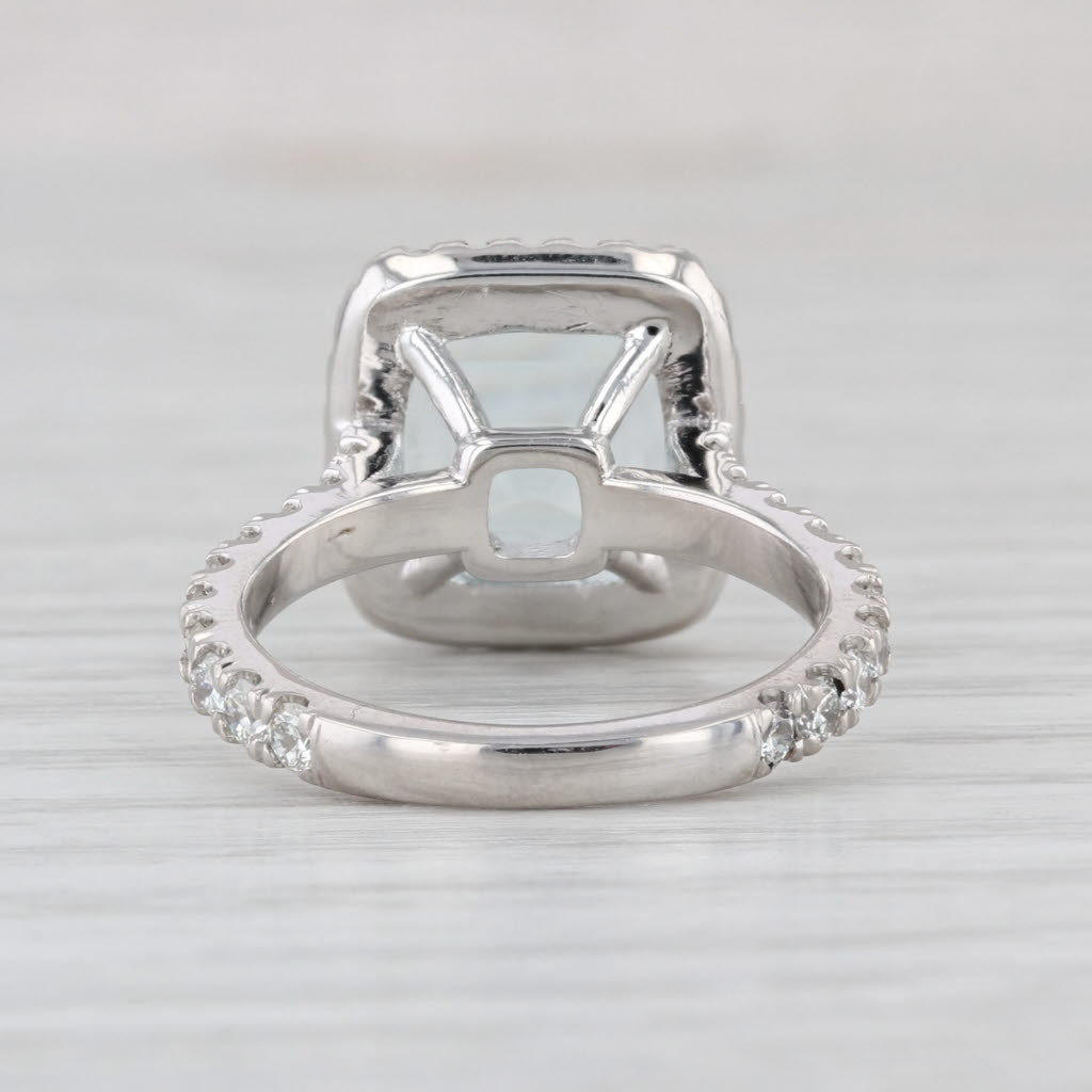 4.59ctw Aquamarine Diamond Halo Ring 14k White Gold Size 5.25 Engagement