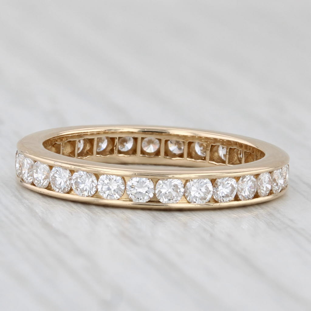 Light Gray 0.95ctw Diamond Eternity Band 18k Yellow Gold Stackable Anniversary Wedding Ring