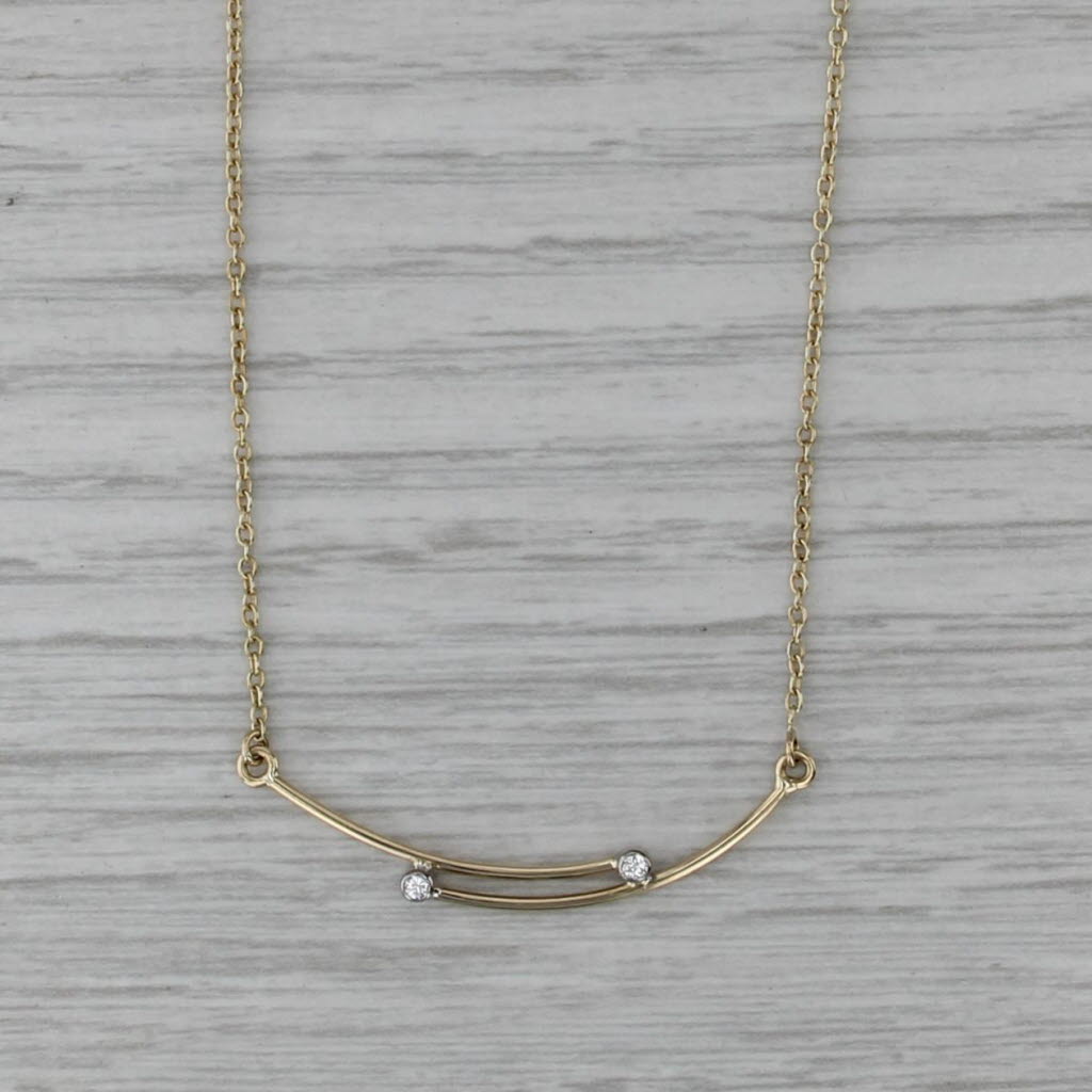 Diamond Bypass Necklace 14k Yellow Gold 16" Cable Chain