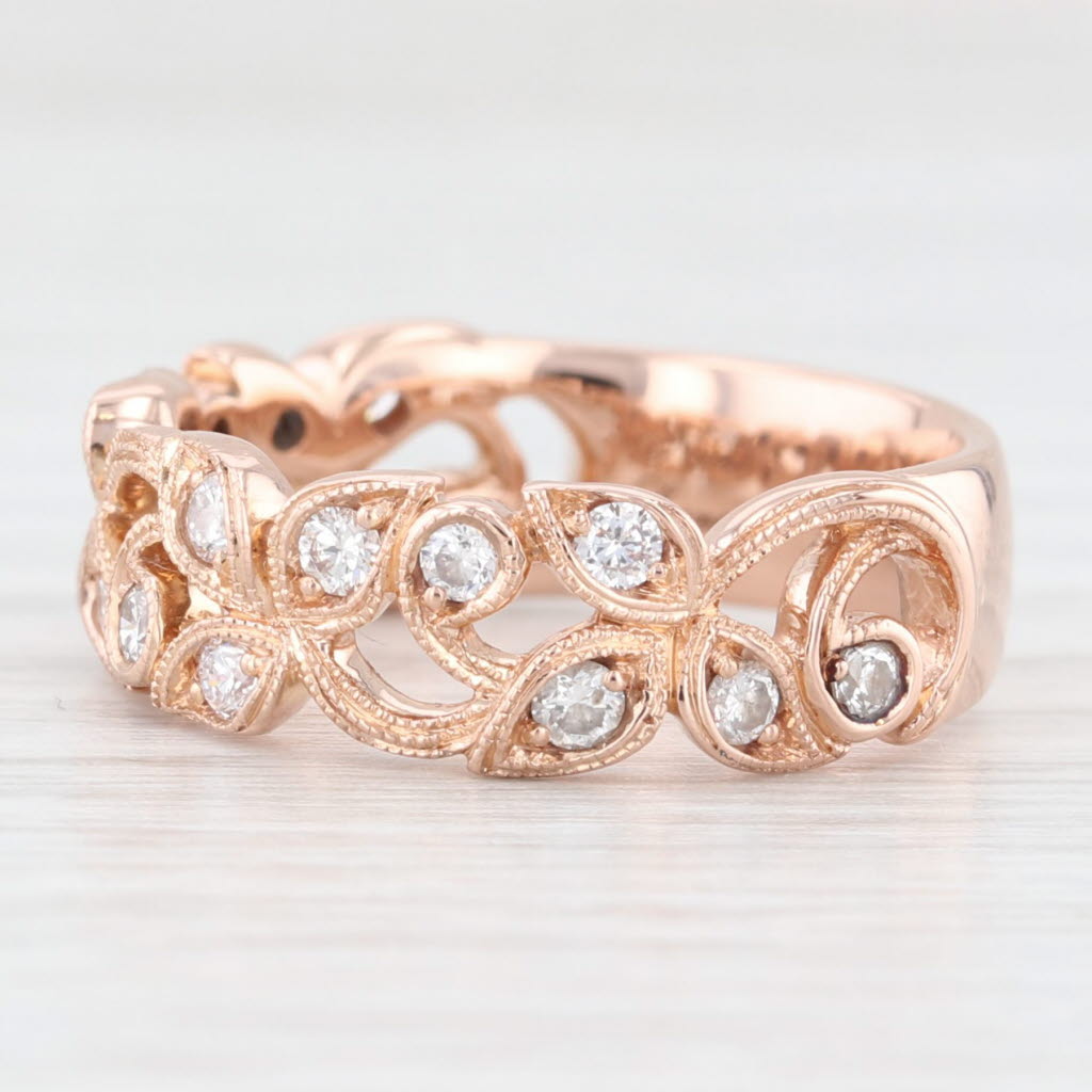 Antique White Neil Lane 0.25ctw Diamond Flower Ring 14k Rose Gold Wedding Band Stackable
