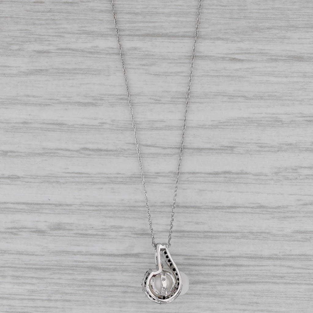 Gray Cultured Pearl Black Diamond Pendant Necklace 10k White Gold 18"