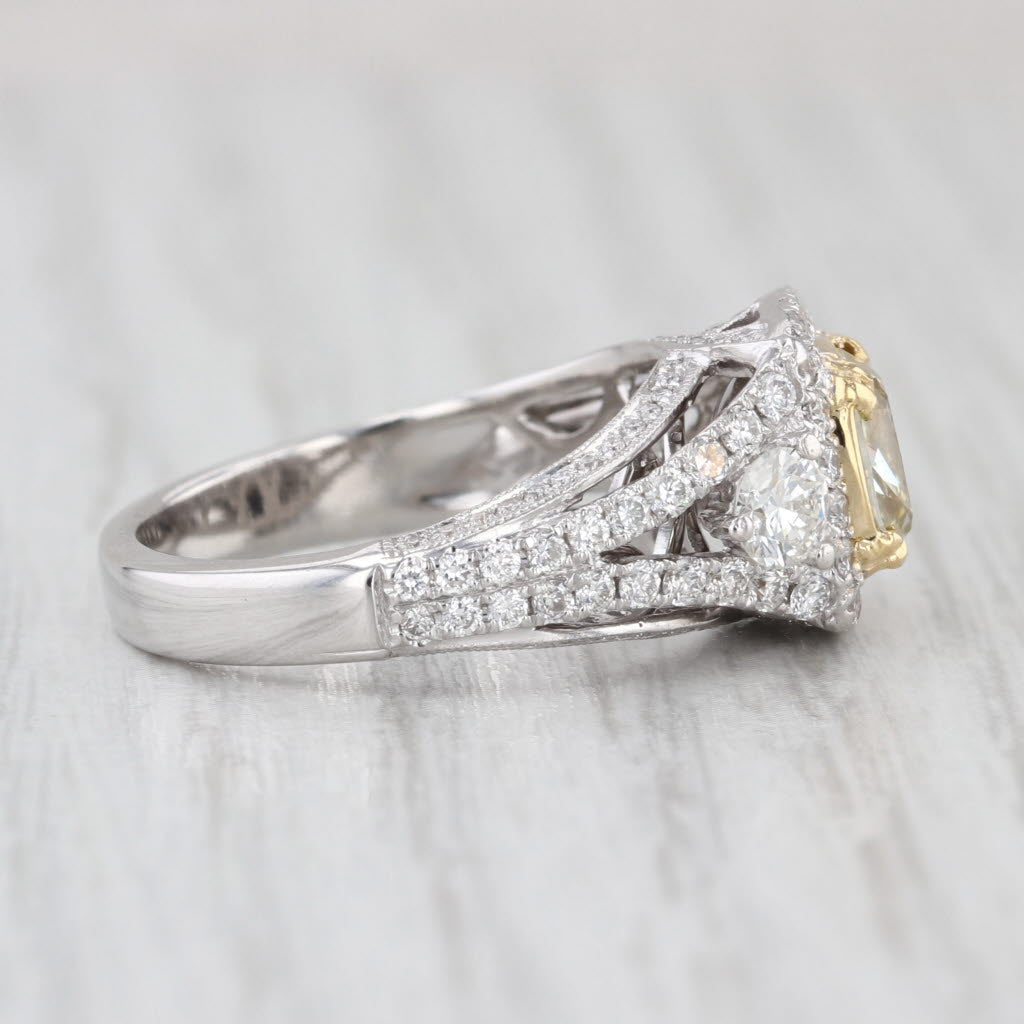 2.46ctw Cushion Diamond Halo Engagement Ring 18k White Gold Size 5.25 GIA