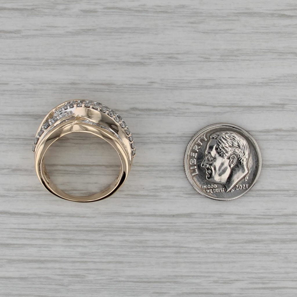 1.80ctw Diamond Knot Overlay Ring 10k Yellow Gold Size 7 Cocktail