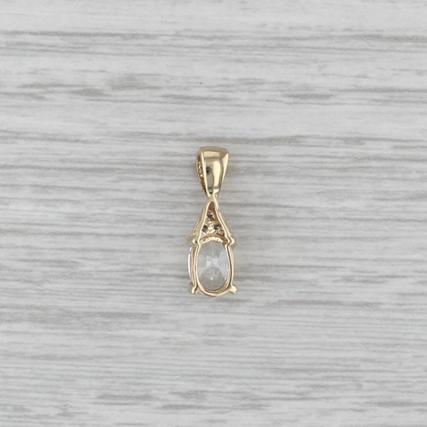 0.81ctw Cubic Zirconia Pendant 10k Yellow Gold Small Oval Drop