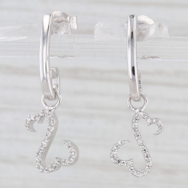 Jane Seymour Diamond Open Heart Dangle Earrings 14k White Gold Drops