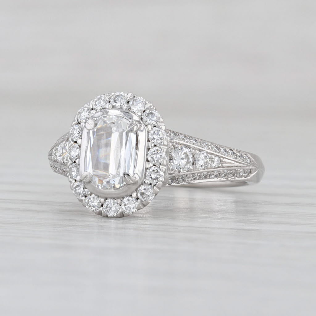 1.03ctw Crisscut Oval Diamond Halo Engagement Ring 18k Gold Christopher Designs
