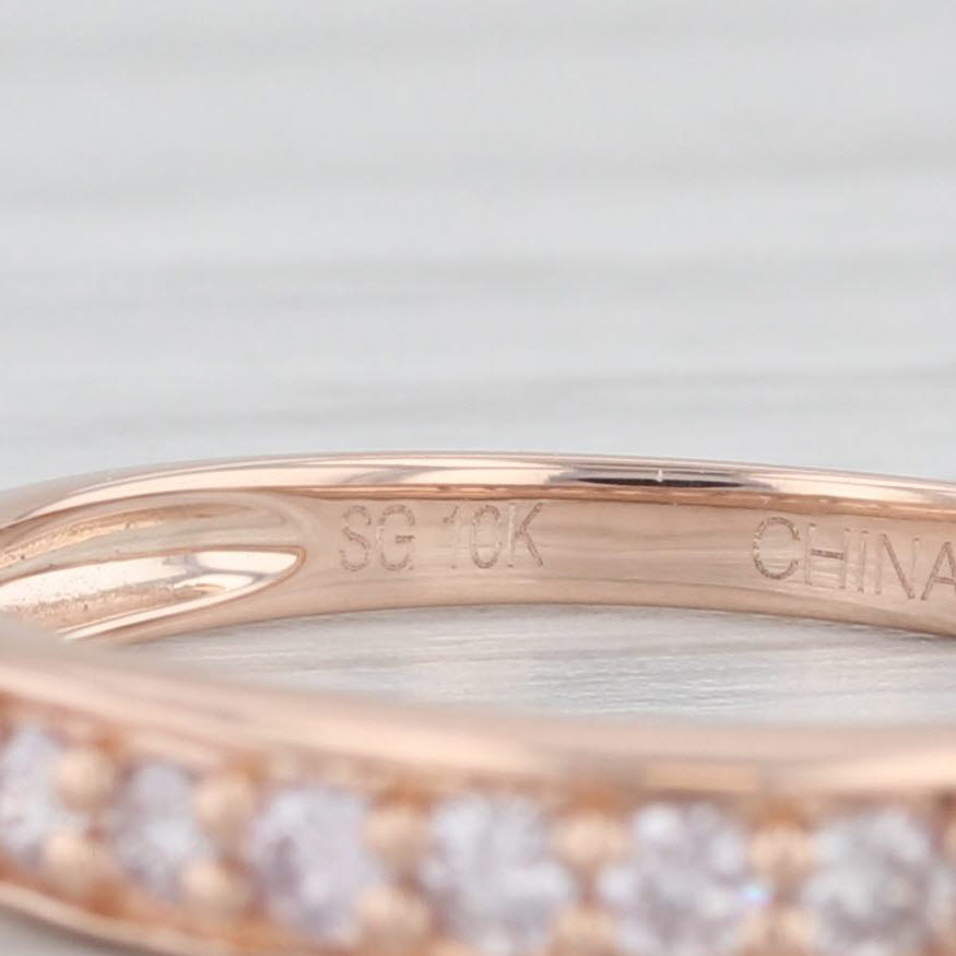 Light Gray 0.25ctw Pink Diamond Wedding Band 10k Rose Gold Size 6.75 Stackable Ring