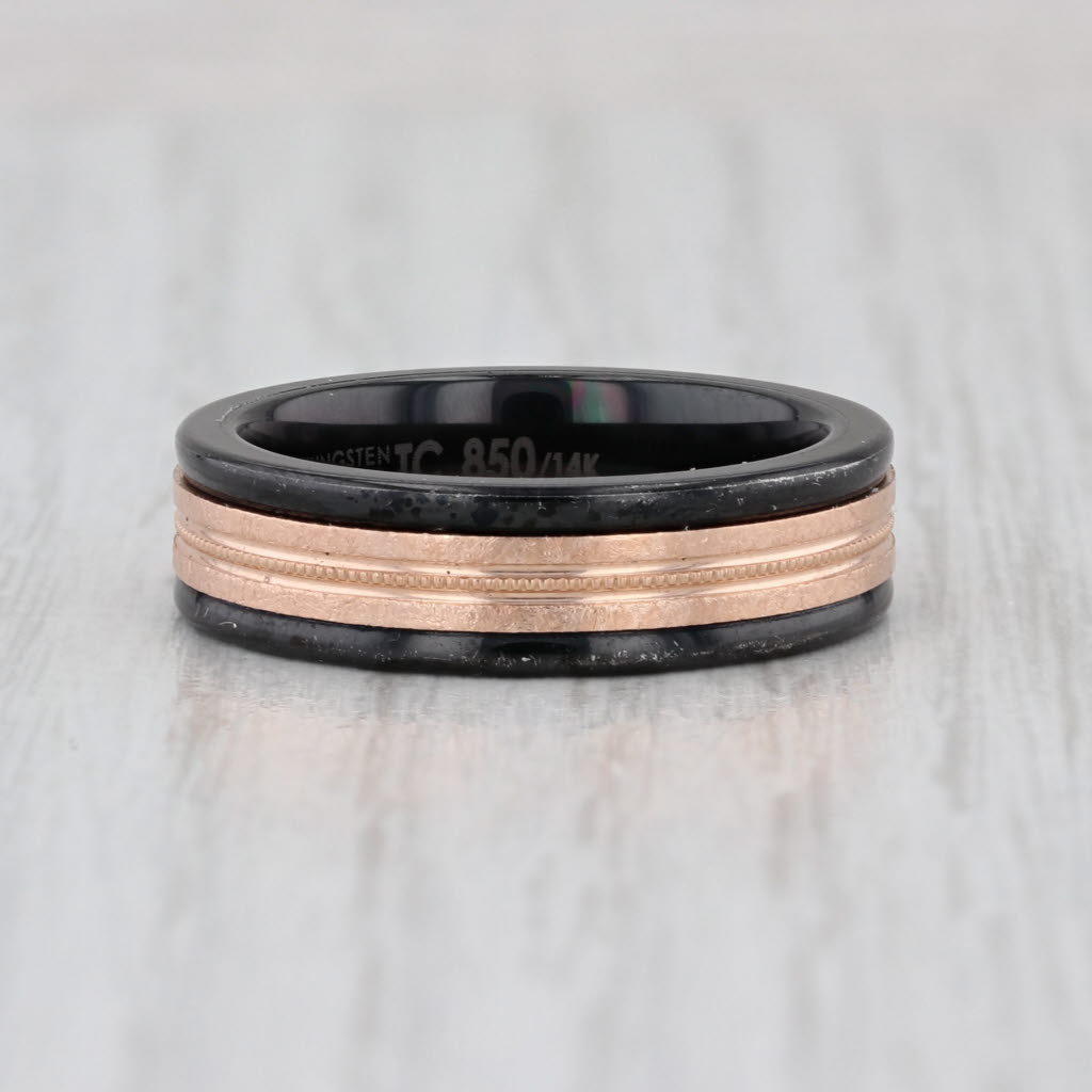 Triton Men's Wedding Band Tungsten Carbide 14k Rose Gold Size 7.5 Ring