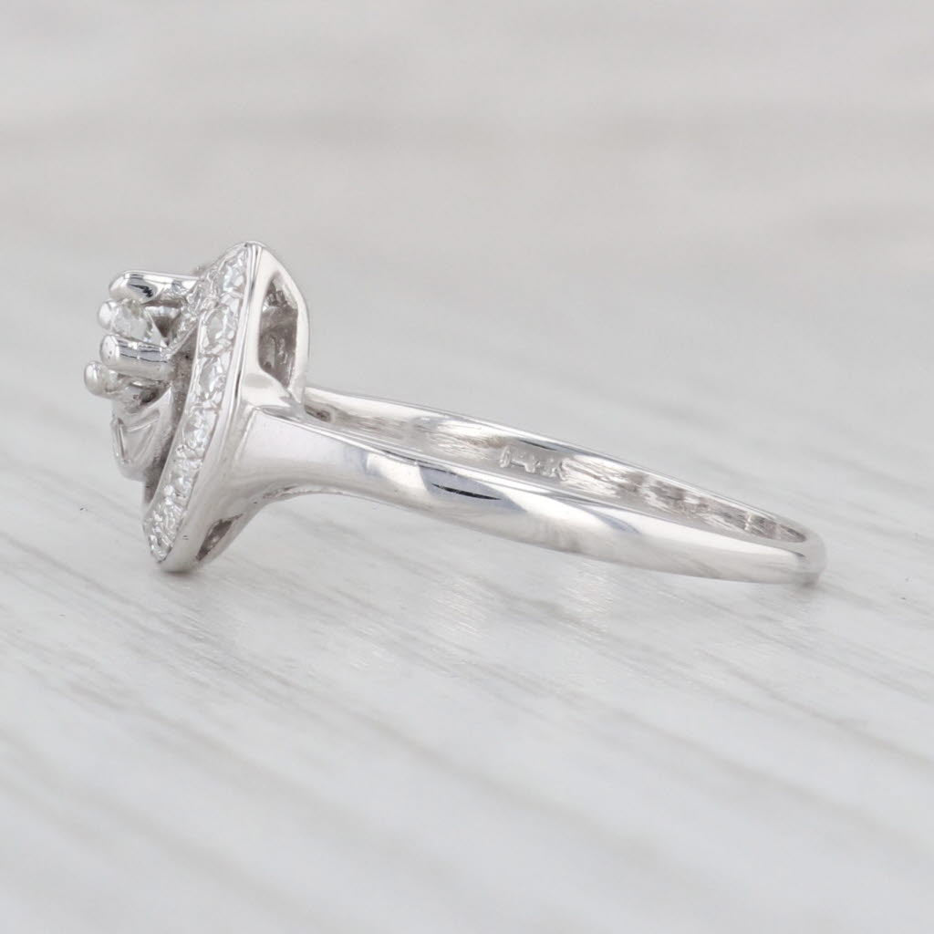 Light Gray Vintage 0.28ctw Diamond Abstract Ring 14k White Gold Size 8.5